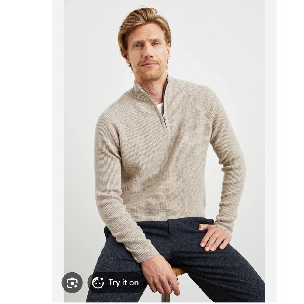 Rails stark quarter zip 100% Merino wool sweater large country club quiet luxery